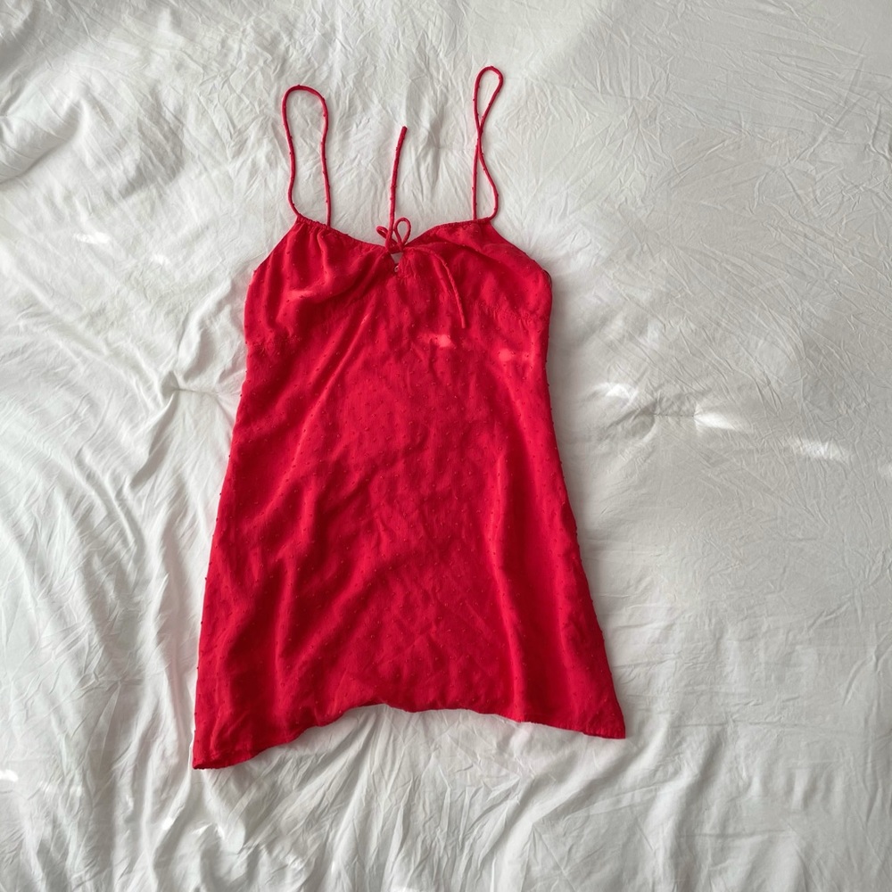 Coral red/orange mini slip dress